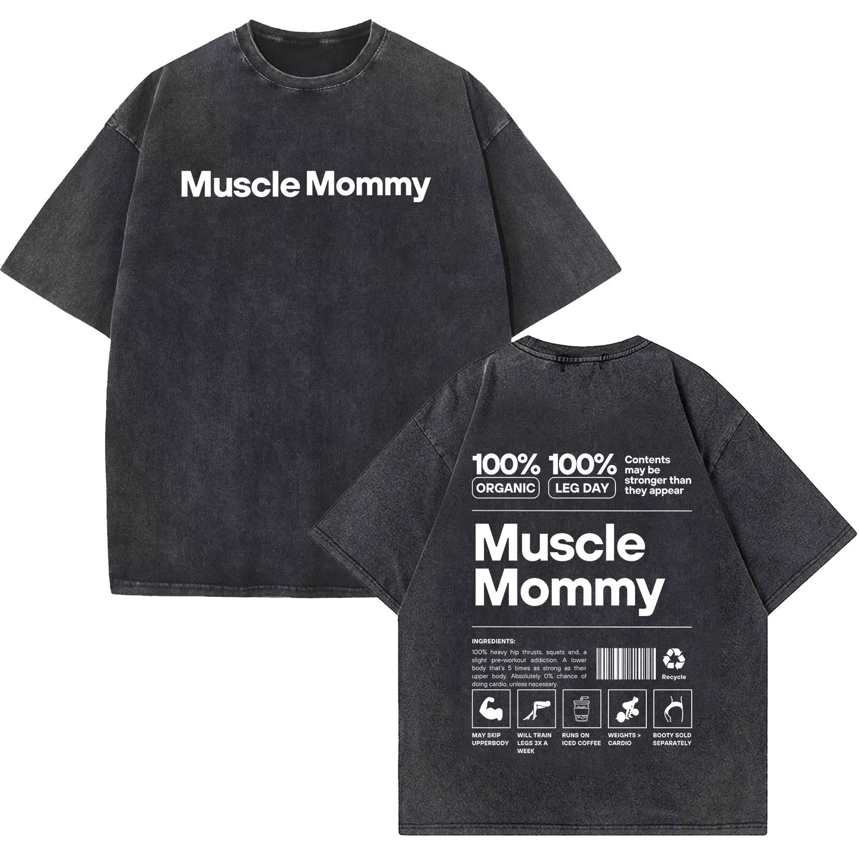 Nutrition Sports Fitness - T-shirt vintage délavé à l'acide, manches