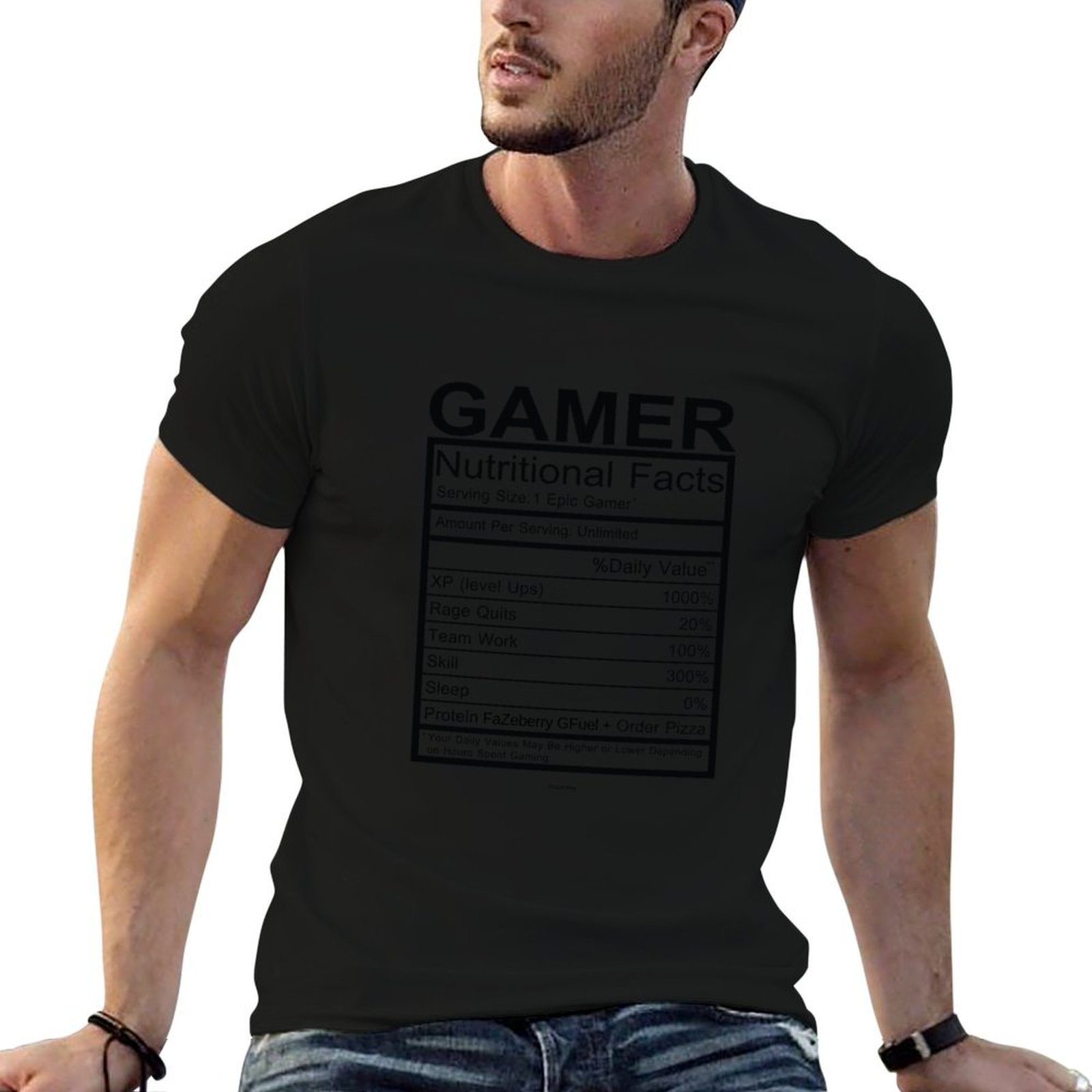 T Nutrition Fitness - T-shirt Gamer avec tableau des valeur