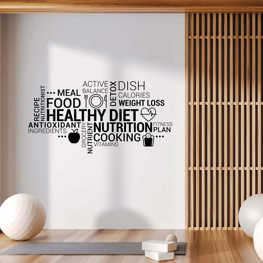 Nutrition Fitness And Health - Autocollant Mural en vinyle pour manger