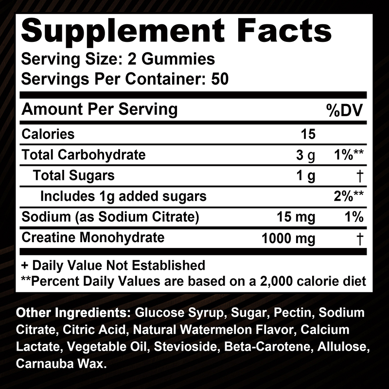 Gommes monohydratées de créati - Pre Workout Supplement avis et prix